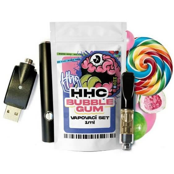 Set Vape cu cărtus cu conținut HHC, nu conține THC, 100% legal, cu aromă de gumă de mestecat.